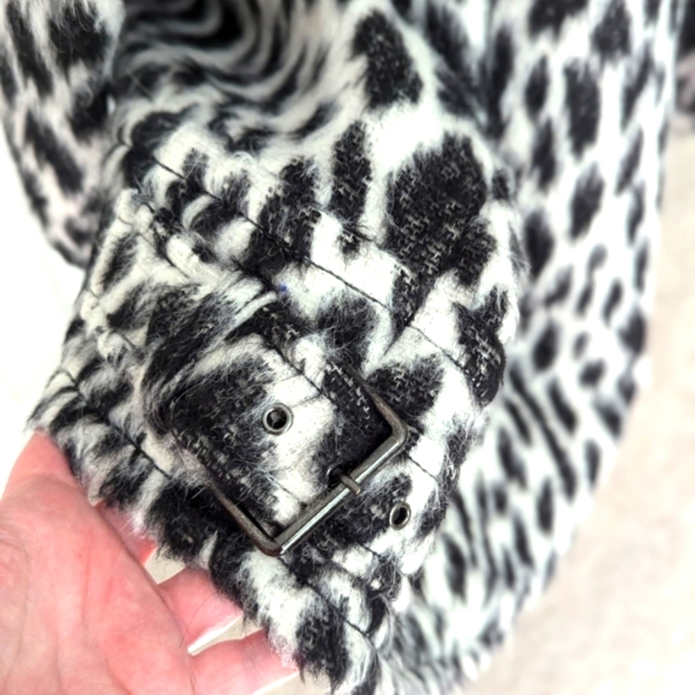 Banana Republic Moto Snow Leopard Print Alpaca Coat - Full Zip - Picture 12 of 16